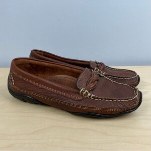 L.L. Bean Women’s Size 7.0 M Brown Leather Slip On Driving Loafers Shoes Vibram